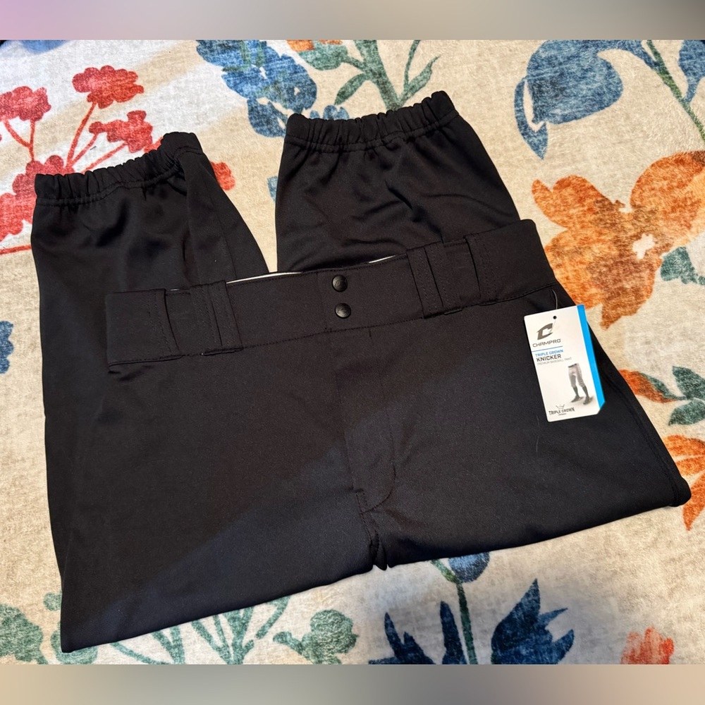 Champro Triple Crown Knicker Premium Black Baseball Pants Adult Size M